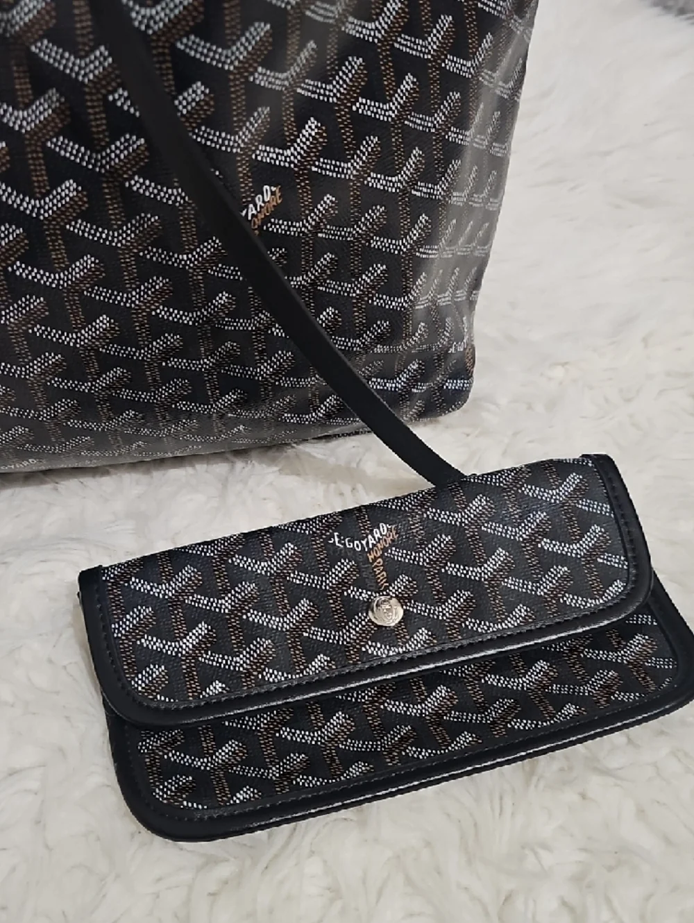 Goyard Black Patterned Tote Bag with Pouch Pre-owned - Picture 3 of 16